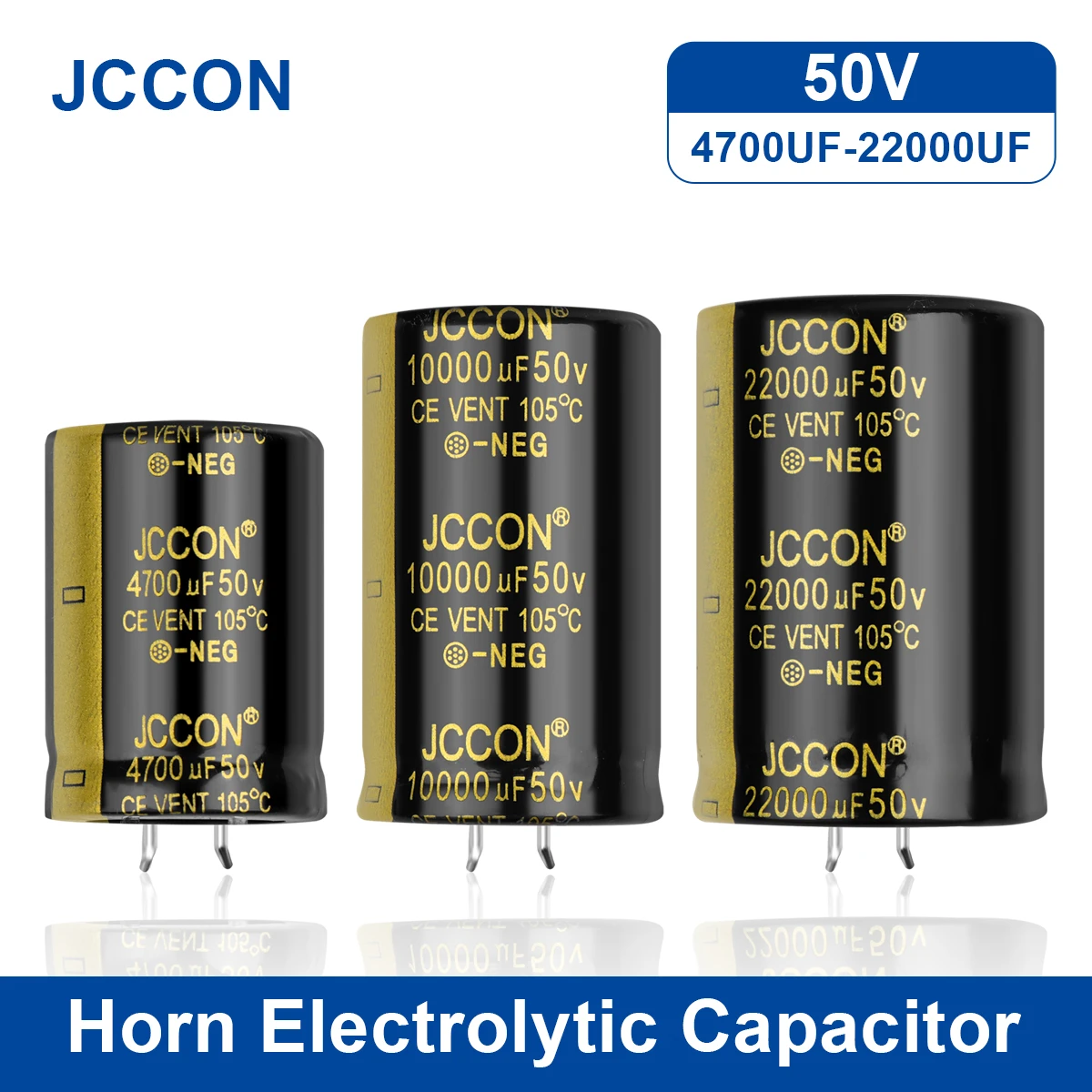 2Pcs JCCON Audio Electrolytic Capacitor 50V 4700UF 6800UF 10000UF 15000UF 22000UF For Hifi Amplifier High Frequency Low ESR