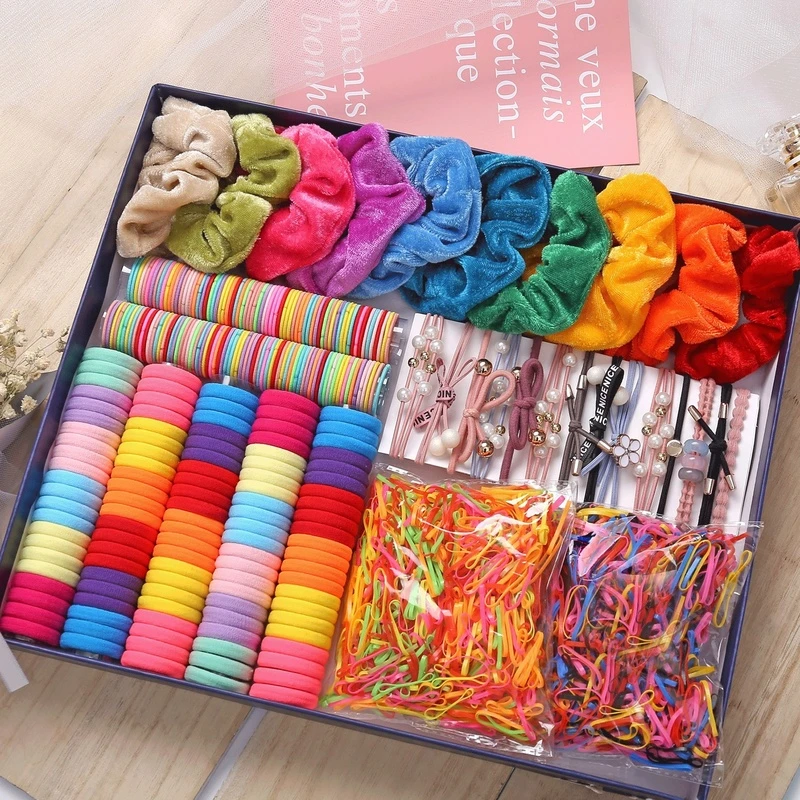 1000pcs Colors Girls Scrunchies Elastic Hair Band Kids Hair Accessories for Women Fashion Hair Tie Baby Hair Ring Rope Headwear