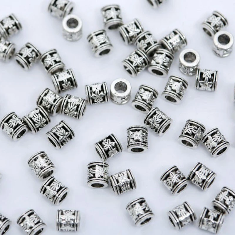 100pcs Antique Tibetan Silver Spacer Metal Beads For Jewelry Making Diy Bracelet Acessories Needlework Supplies 6mm