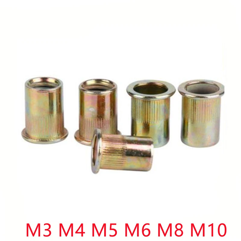 10-50pcs M3 M4 M5 M6 M8 M10 Rivet Nut/Carbon Steel Flat Head Blind Insert Nut/ Flat head rivet nut