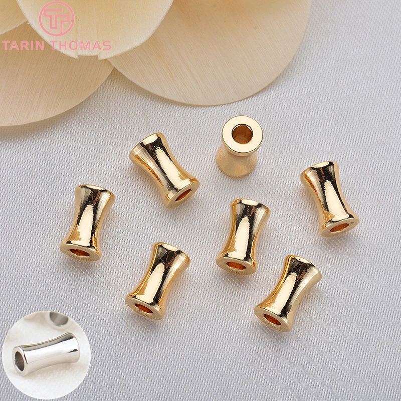 20PCS 5x8MM Hole 2.4MM 24K Gold Color Plated Brass Cylindrical Spacer Beads Bracelet Beads High Quality Jewelry Accessories