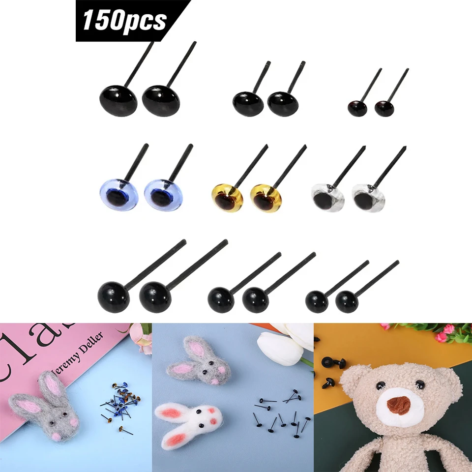 KAOBUY 150pcs 2/3/4/5 mm colorful Plastic Doll Eyes Safety Eyes Needle Felting For Bears Animals Dolls Accessories