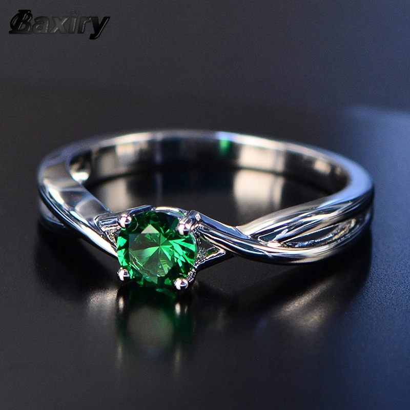 2019 Fine Trendy Engagement Emerald Ring Silver 925 Jewelry Amethyst Gemstone Ring Silver Cocktaill Zircon Blue Sapphire Ring