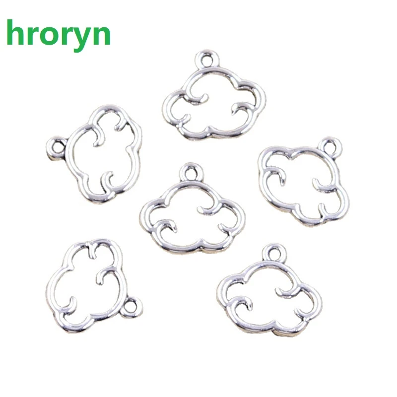 30pcs Charms Floating Clouds 13x15mm Antique Silver Color Pendants Making DIY Handmade Tibetan Finding Jewelry