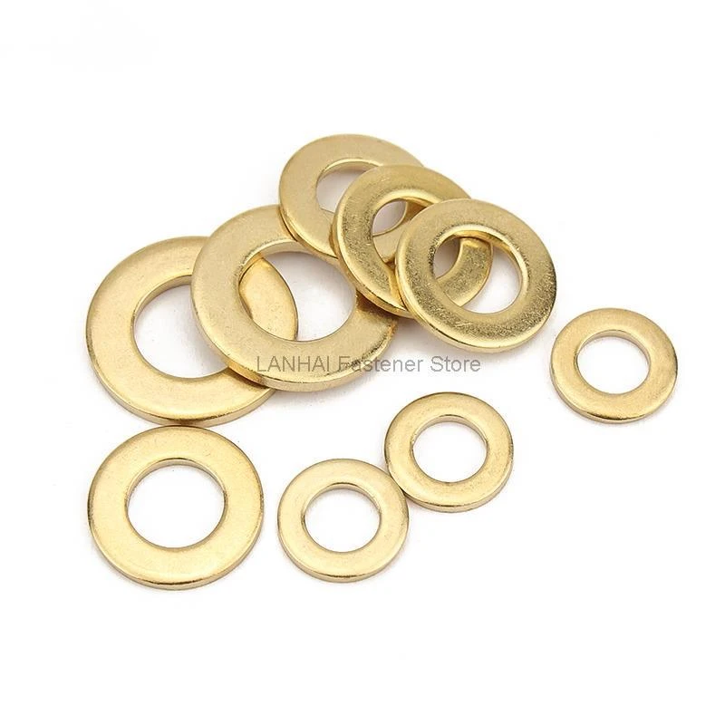 10/50pcs M2 M2.5 M3 M4 M5 M6 M8 M10 M12 GB97 DIN125 Solid Brass Copper Flat Washer Plain Gasket Pad High Quality