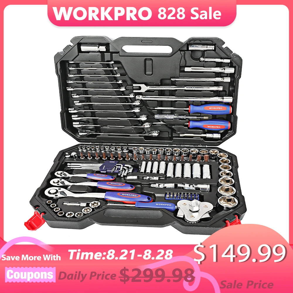 WORKPRO Tool Set Hand Tools for Car Repair Ratchet Spanner Wrench  Socket Set Professional Bicycle Car Repair Tool Kits