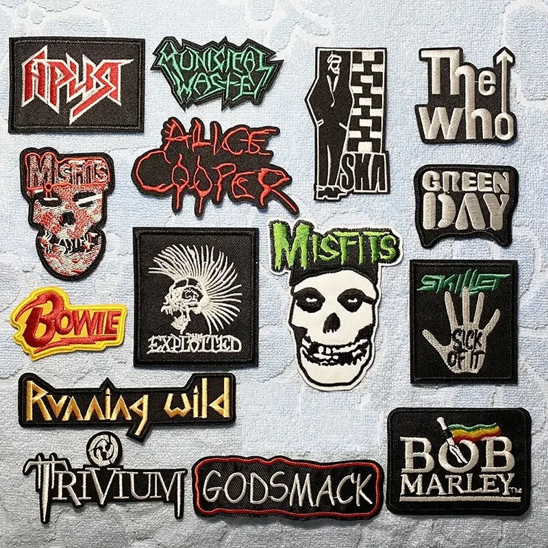 BAND ROCK MUSIC Iron On Patches Cloth Mend Decorate Clothes Apparel Sewing Decoration Applique Badges Heavy Metal
