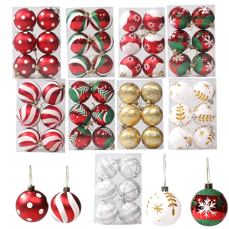 6CM 6pcs Colorful Christmas Ball Xmas Tree Decor Happy New Year 2022 Gifts Ornament Navidad 2021 Christmas Decoration for Home