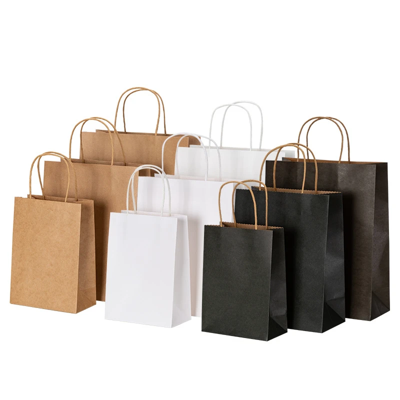 5pcs 15x21x8cm Kraft paper Gift bag with handle wedding birthday party gift package bags Christmas new year Wholesale