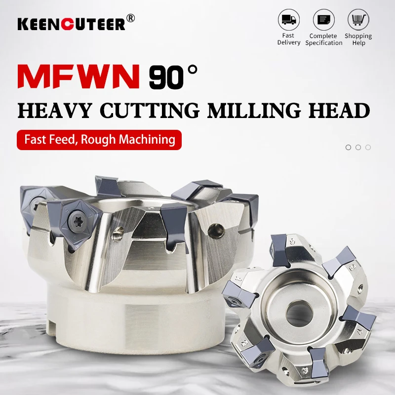 90 degree MFWN90100R MFWN90050R double-sided hexagonal plane heavy cutting milling cutter disk with WNMU080608 milling blade