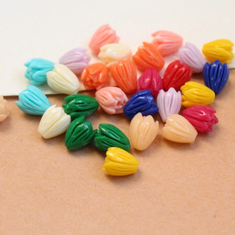 20Pcs 7mm 8mm Artificial coral beads Carved Jasmine Flower Beads 10 Colors for Earring Bracelet Necklace Making Accessories