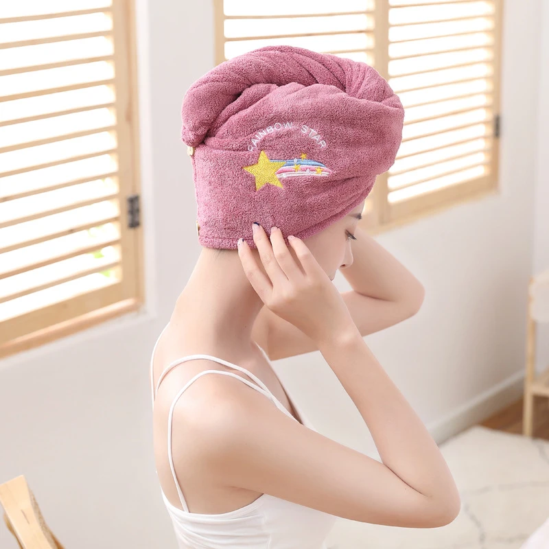 Women Girl's Magic Microfiber Shower Cap Towel Bath Hats for Women Dry Hair Cap Quick Drying Soft for Lady Turban Head