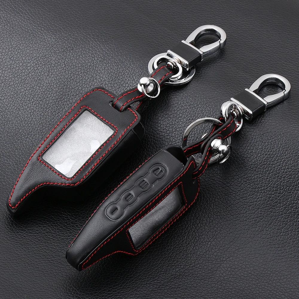 AndyGo Leather Alarm Remote Keychain Case for Scher Khan For Scher-khan Magicar 5 6 M5 M6 Cover Holder