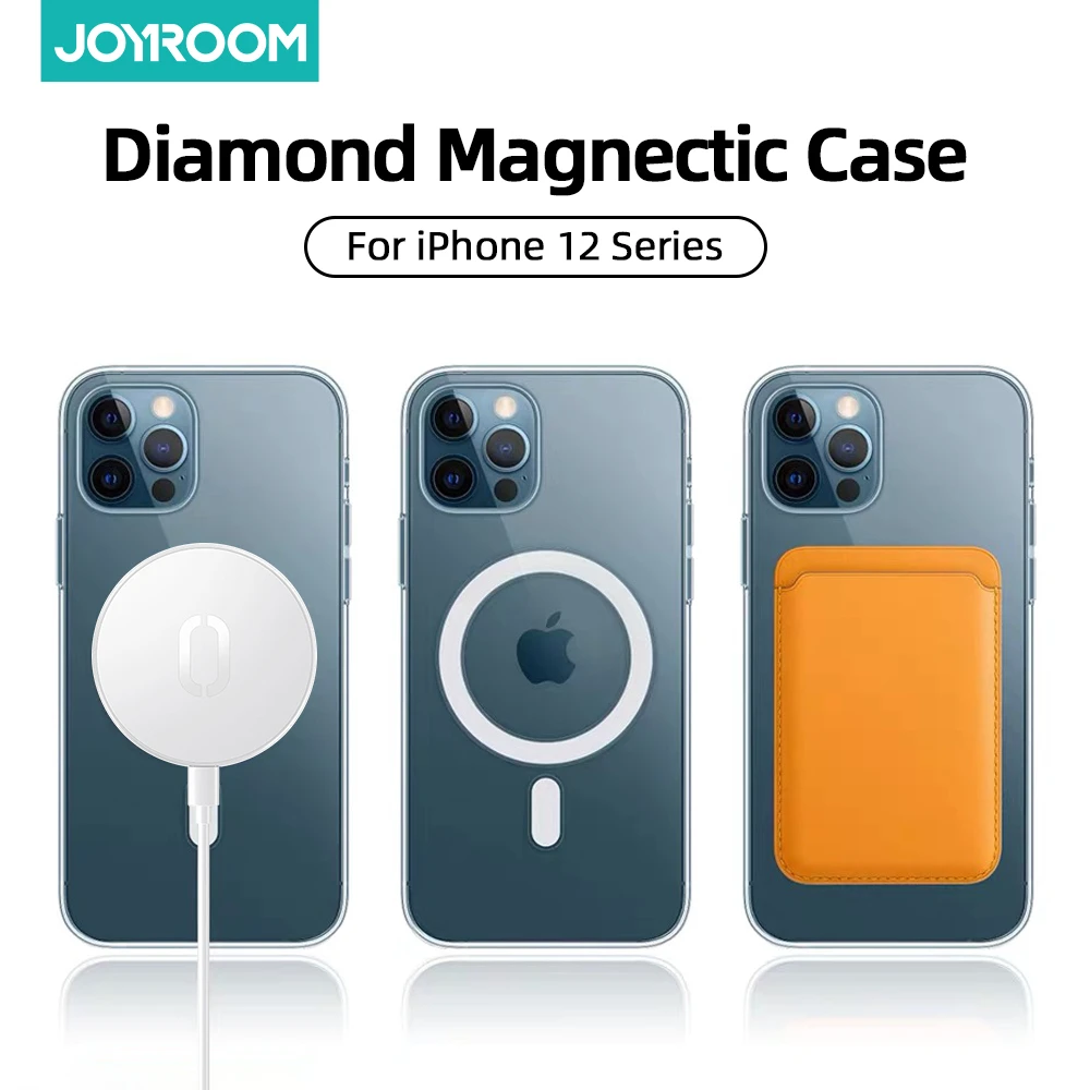 Joyroom Clear Magnectic Phone Case For iPhone 12 13 Pro Max Case For Magnectic Wireless Charger Transparent Back PC Cover