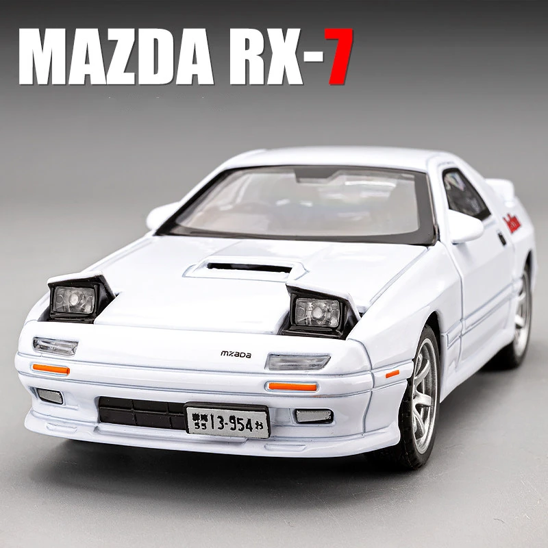 1:32 Mazda RX7 Car Model Alloy Car Die Cast Toy Car Model Pull Back Sound and light Children's Toy Collectibles AE86