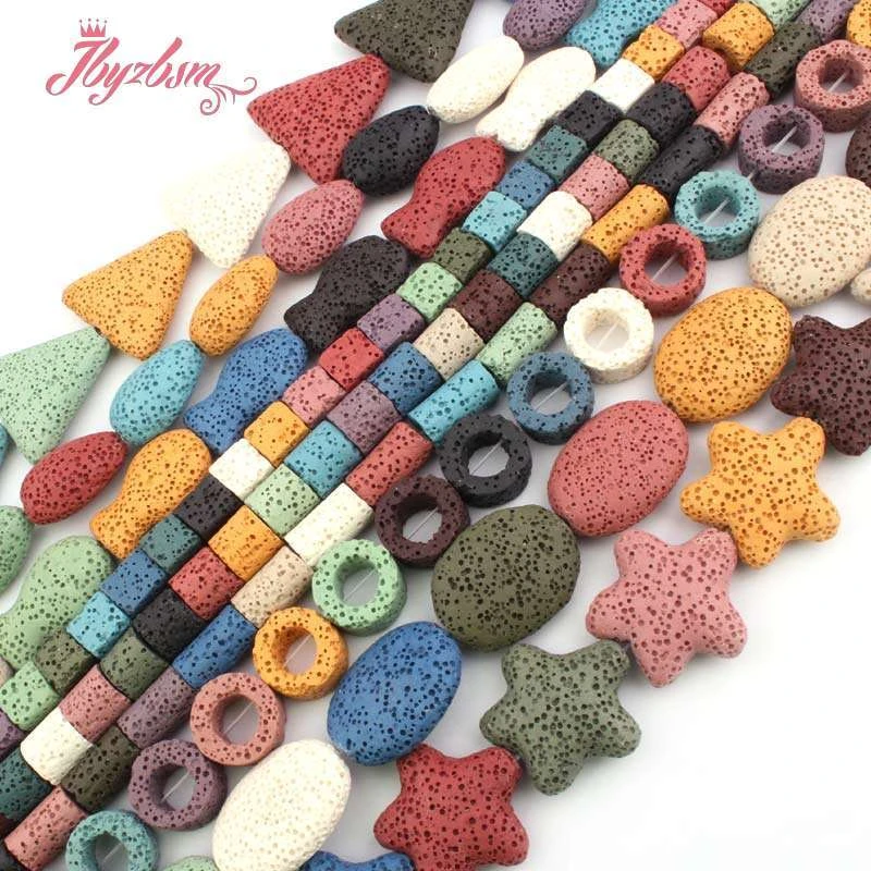 Natural Multicolor Lava Rock Bead Stone Beads For DIY Necklace Bracelats Earring Fashion Jewelry Making Loose 15