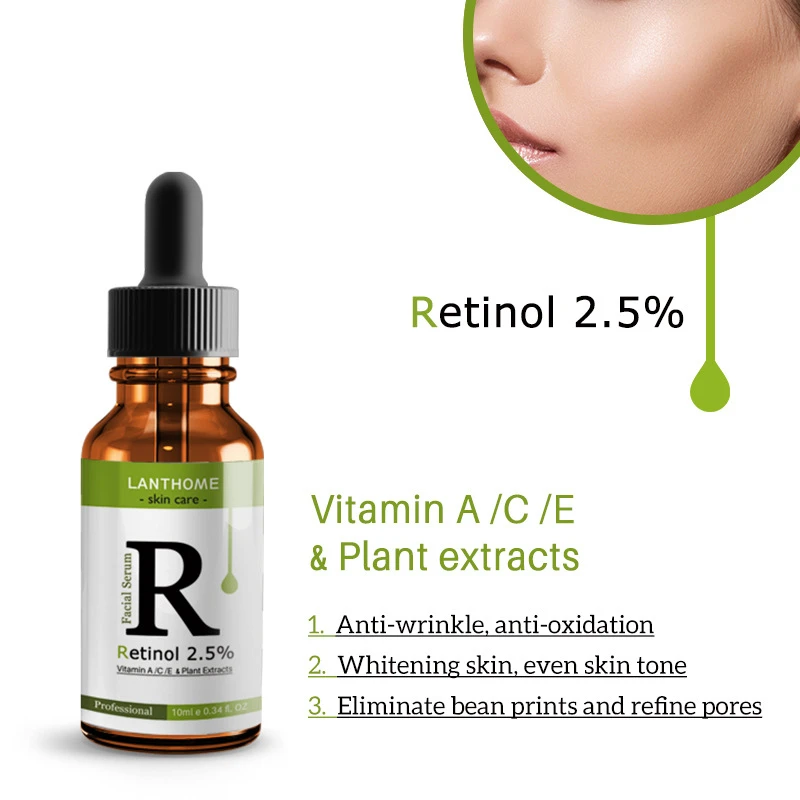 Retinol Facial Serum Anti Wrinkle Remove Dark Spots Face Essence Anti-Aging Whitening Facial Skin Care Serum