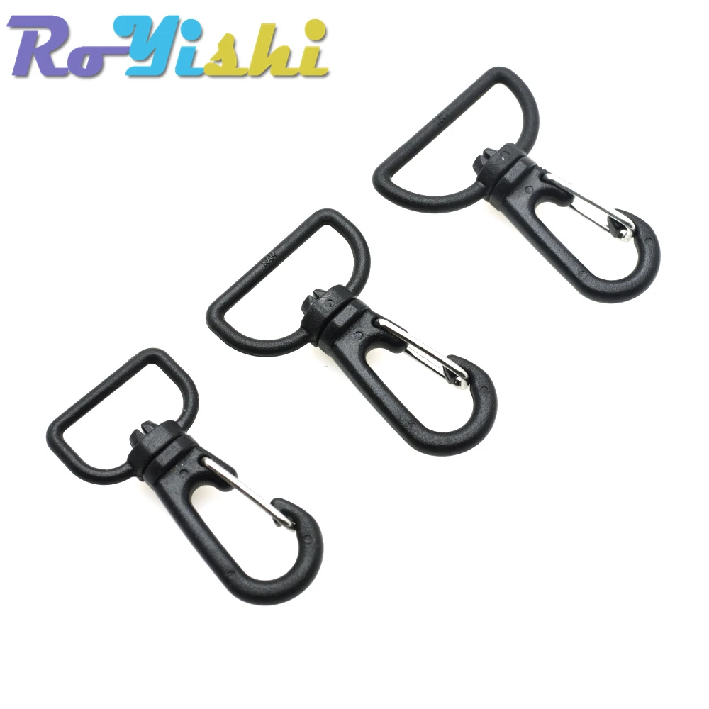 Plastic Black Rotating Swivel Snap Hook Buckle For Weave Paracord Lanyard Backpack Webbing Carabiner