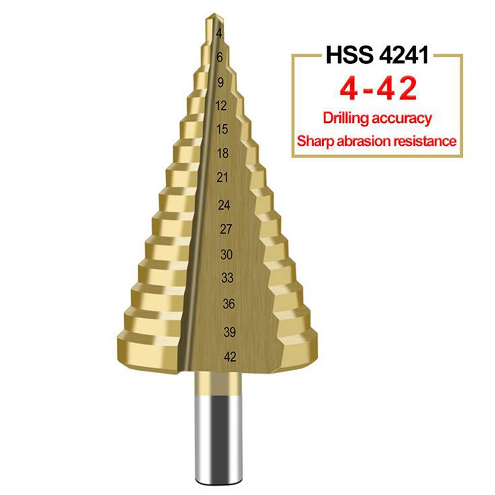 HSS Step Drill Tool 4-42MM 14 Steps Multiple Drill Bits High Speed Steel Hole Cutter DIY Metal Wood Drilling Power Tool