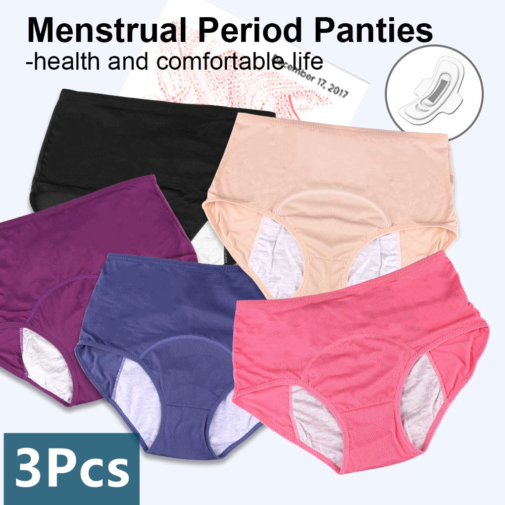 1PC Women Menstrual Panties Plus Size Leak-Proof Period Underpants Breathable Mesh Female Waterproof Menstruation Briefs 5XL/6XL