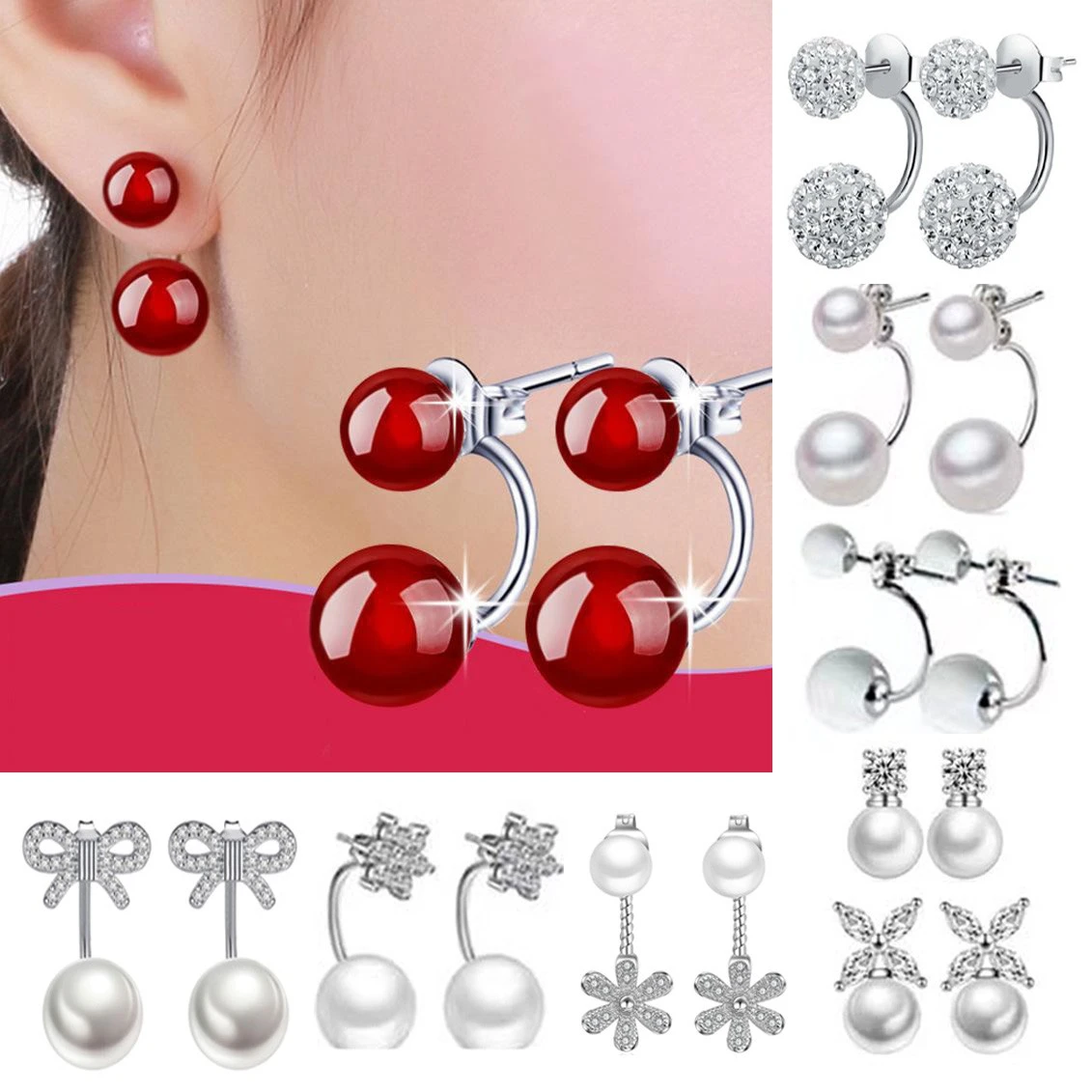 Natural Stone Stud Earrings For Women Silver Color Plated Earing Oorbellen Earings brinco Jewelry Gift earrings Wholesale