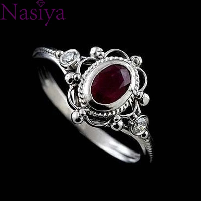 Engagement Proposal Ring Ruby Thai Silver 925 Silver Gemstone Rings Anniversary Wedding Gift