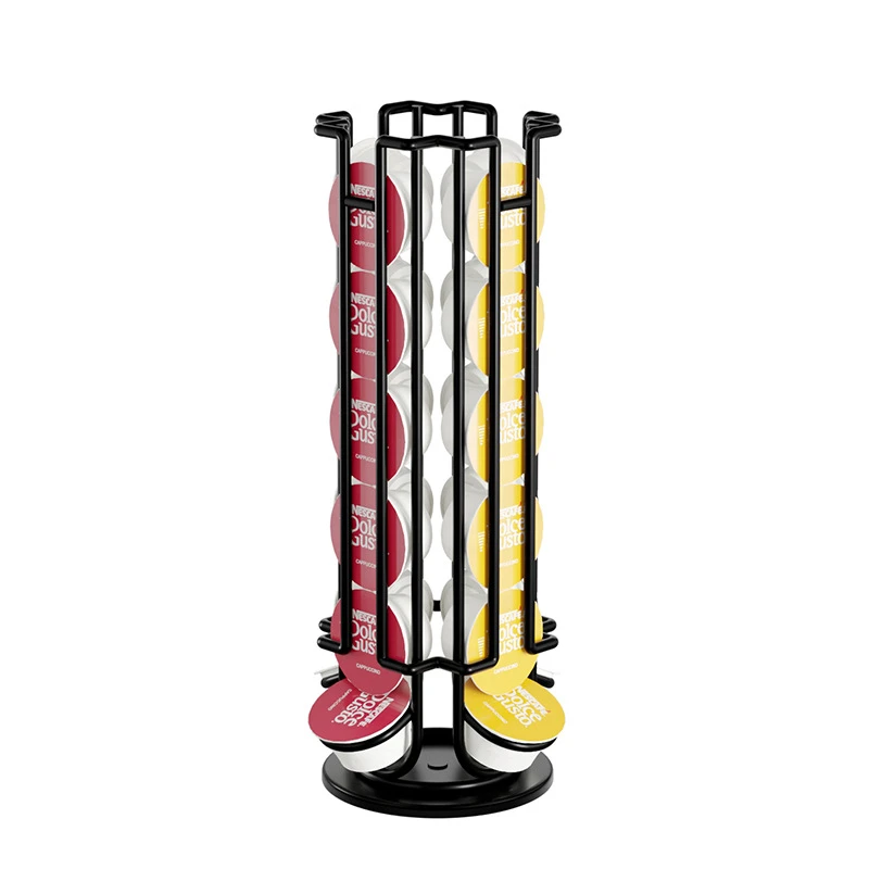 Storage 24PCS Dolce Gusto Stand Display Rack Rotatable Coffee Pods Plating Holder 2020 Fashion Capsule Black High-Capacity Rack