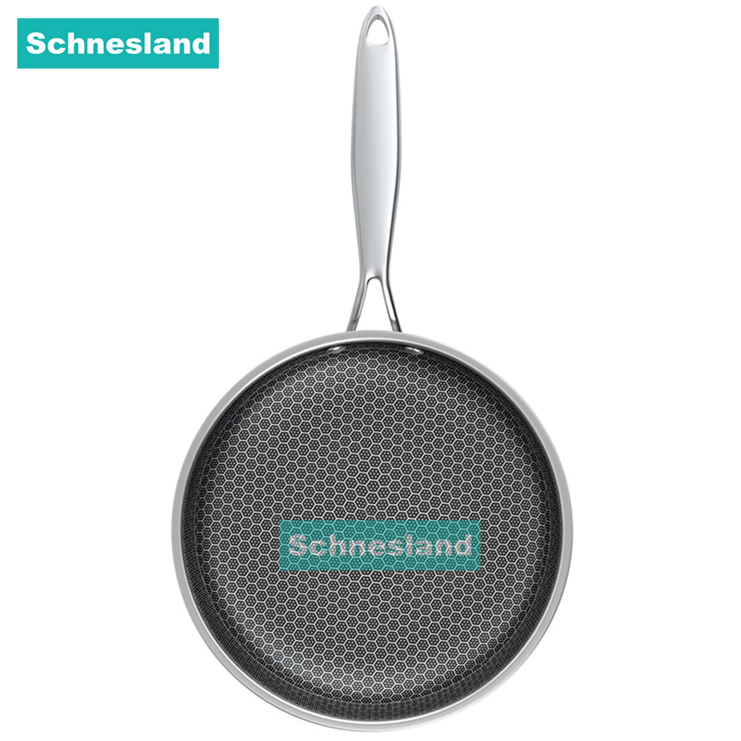 Schnesland Stainless Steel Frying Pans Non-stick Uncoated Skillet Wok Pan