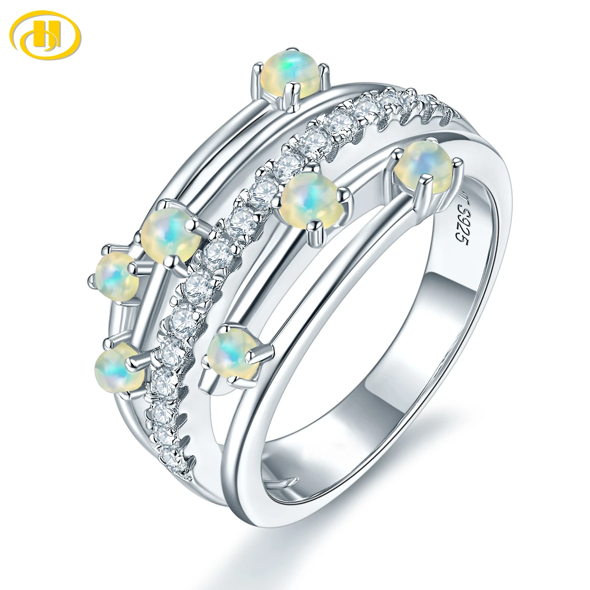 Natural Opal 925 Silver Ring for Women 0.87 Carat Opal S925 Silver Women's Ring Classic Design Exquisite Style Anniversary