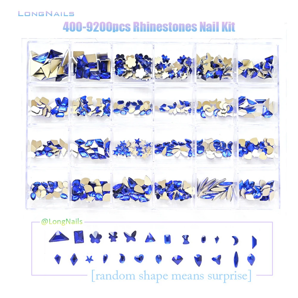 24/18grids Rhinestones Flatback Kit 240pcs Alloy Charms 400,1000,7900,9200pcs Neon,Pink,AB,Blue Glass Jewelry Nail Crystals 2021