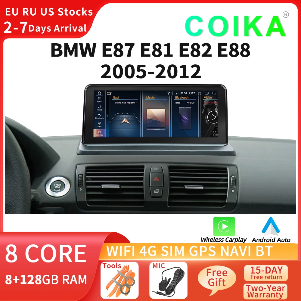 COIKA Android 10 System Car Multimedia Player For BMW E81 E82 E87 E88 WIFI 2+32GB Carplay BT IPS Touch Screen GPS Navi Stereo