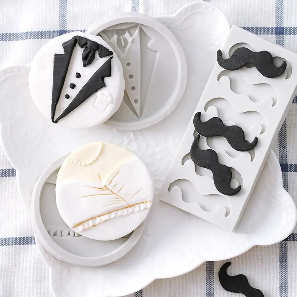 1pc DIY Silicone Mold Men Ladies Party Dress Mustache Pattern Chocolate Mold Cake Decorating Tools Fondant Baking Dish