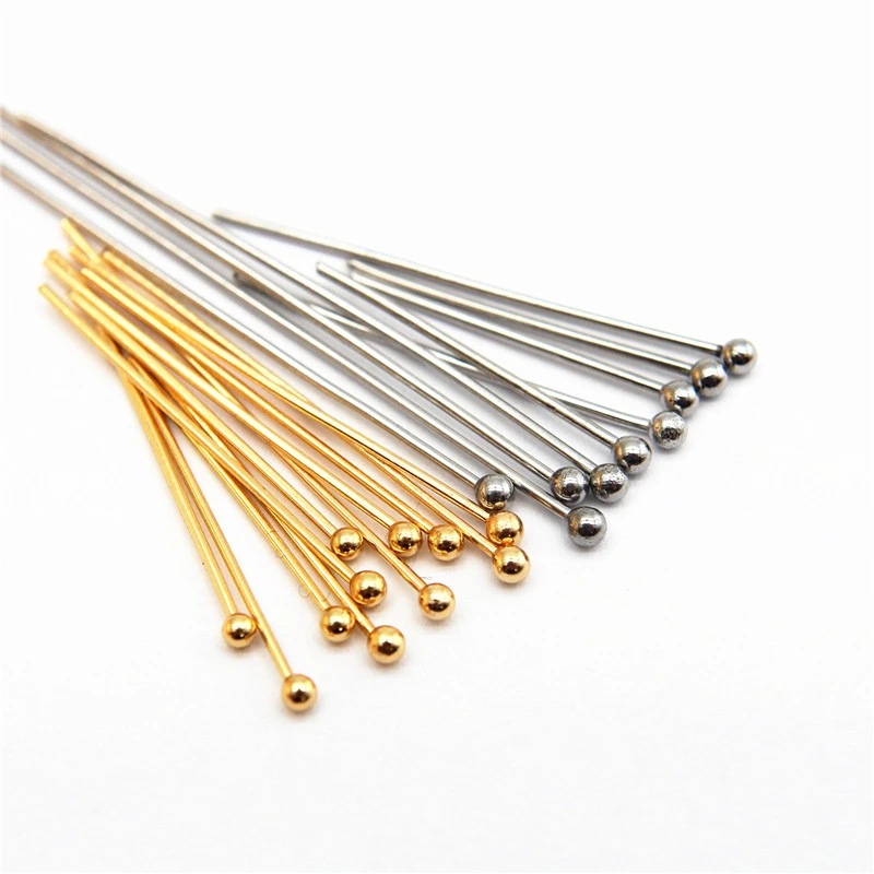 22 25 30mm 316 Stainless Steel Gold Silver Plated Ball Head Pins Findings Jewelry Making 24-Gauge 50PCS/LOT