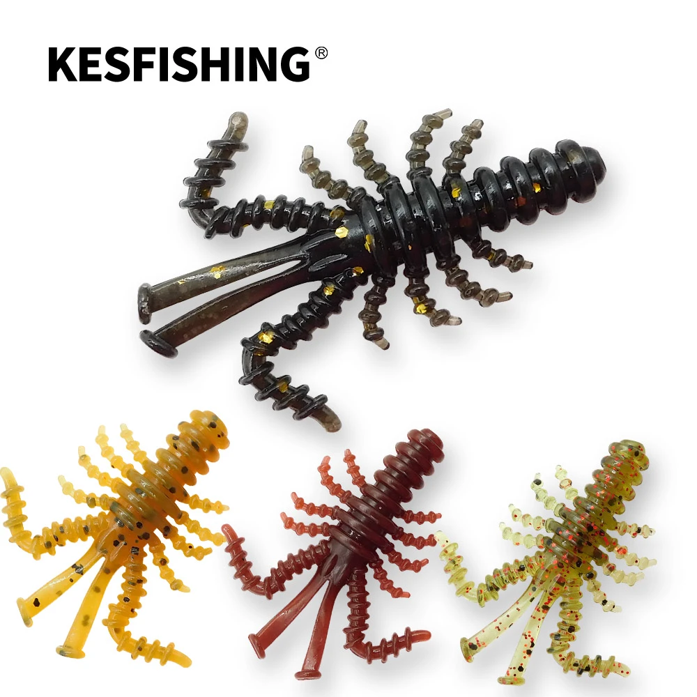 KESFISHING New 2021 mosya Shrimp 35mm 12pcs High Quality Bait Worm Fishing For Trout Pike Perch Soft Lure