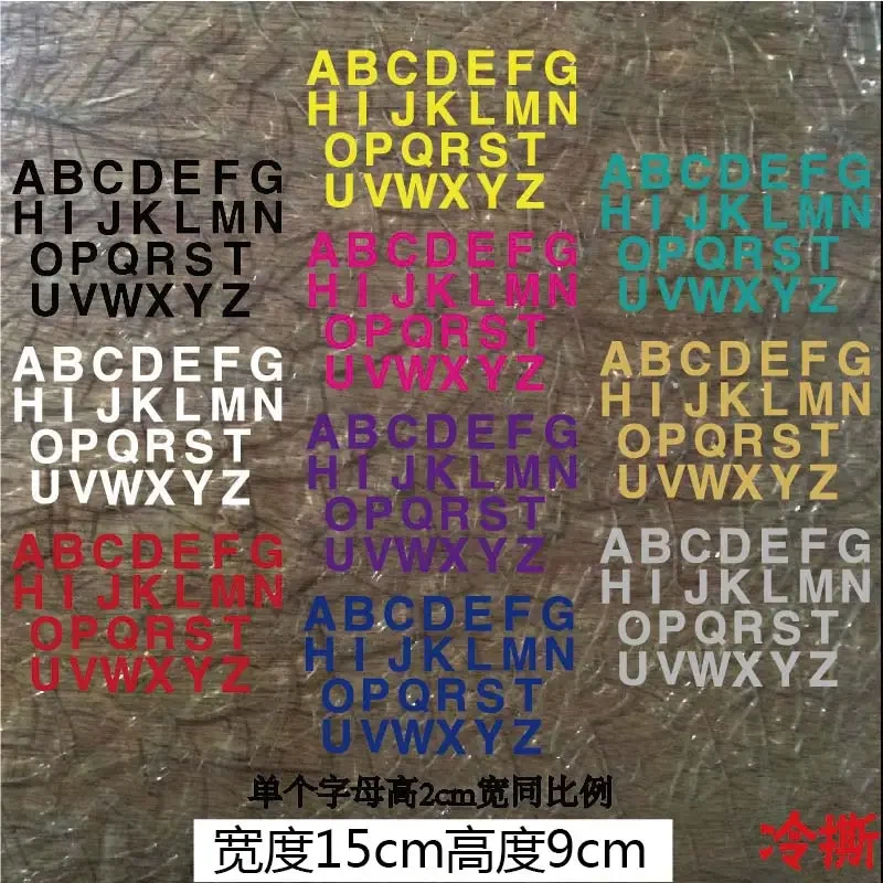 26 Alphabet Letters Iron on Heat Transfers Vinyl Thermal Patches for Clothes Camera Flower Stripe PVC Stickers on Clothes DIY