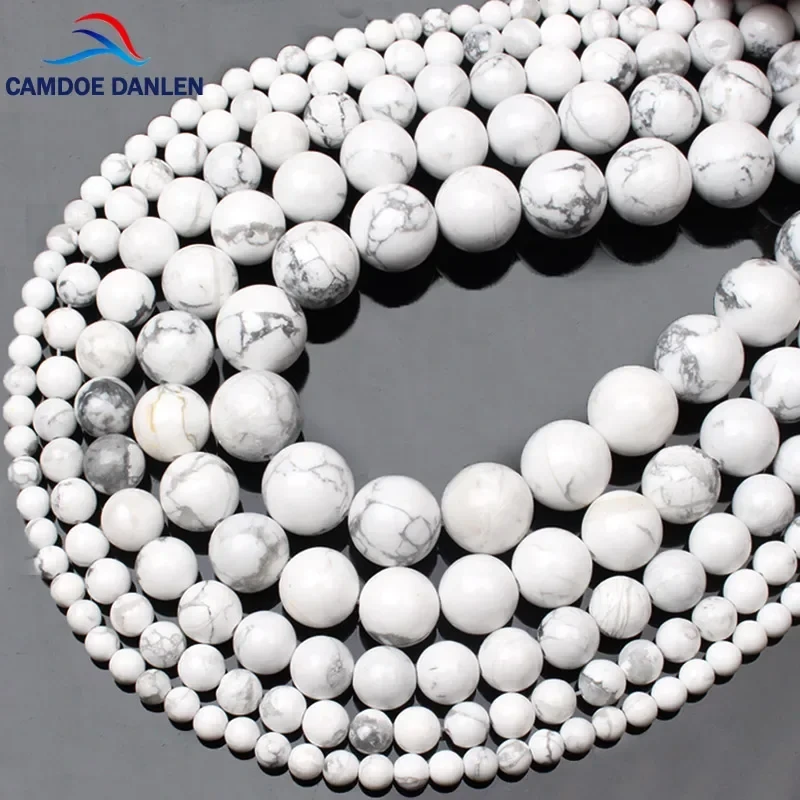 100%  Natural Gem Stone White Howlite Turquoises Beads 4 6 8 10 12 14MM Bracelet Fit Diy Charm Beads For Jewelry Making
