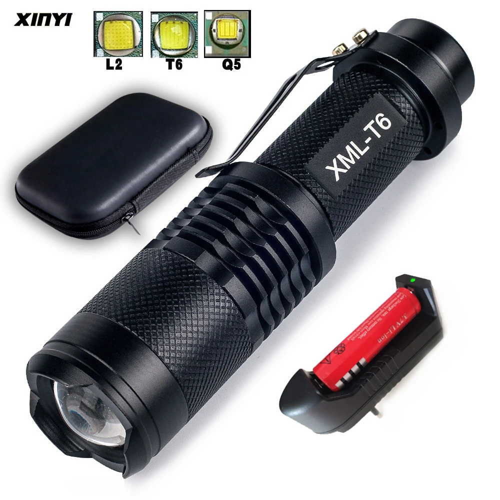 8000LM Super Bright Mini Led flashlight  torch Q5/T6/L2 linterna led lanterna Zoomable fishing Camping Bicycle Light 14500/18650