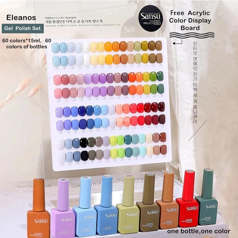 Eleanos 60 Colors Gel Polish Set Color Gel Polish 60 Different Bottles For Nail Art Design Whole Set Nail Gel Learner Kit