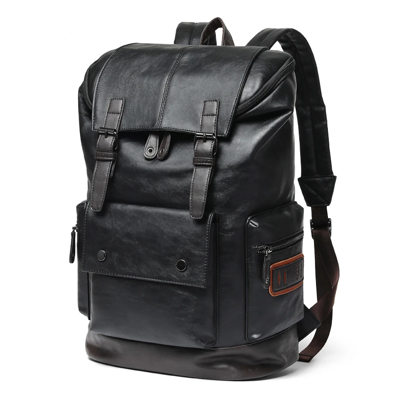 Men Leather Backpack Men's Large Antitheft Pu Travel Backpack Laptop Bag Black Bagpack Boy Big School Male Business Shoulder Bag