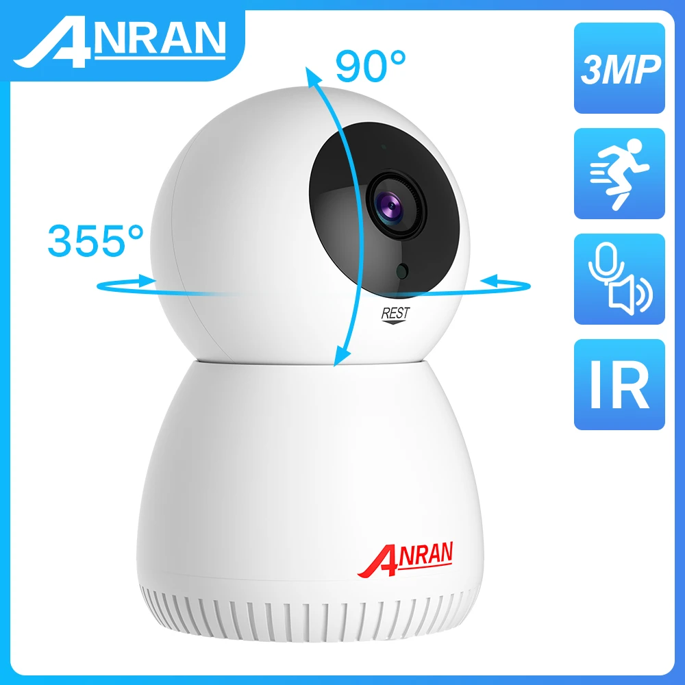 ANRAN 3MP Wifi Wireless Camera Baby Monitors Auto Motion Tracking Security Surveillance Camera Two-way Audio Wireless Camera