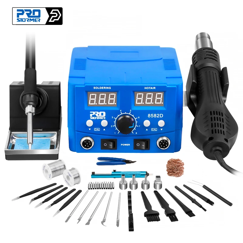 800W Soldering Station 2 in 1 Electric Hot Air Gun Led Display Electric Soldering Iron Work Station for Welding Repair Tools Kit