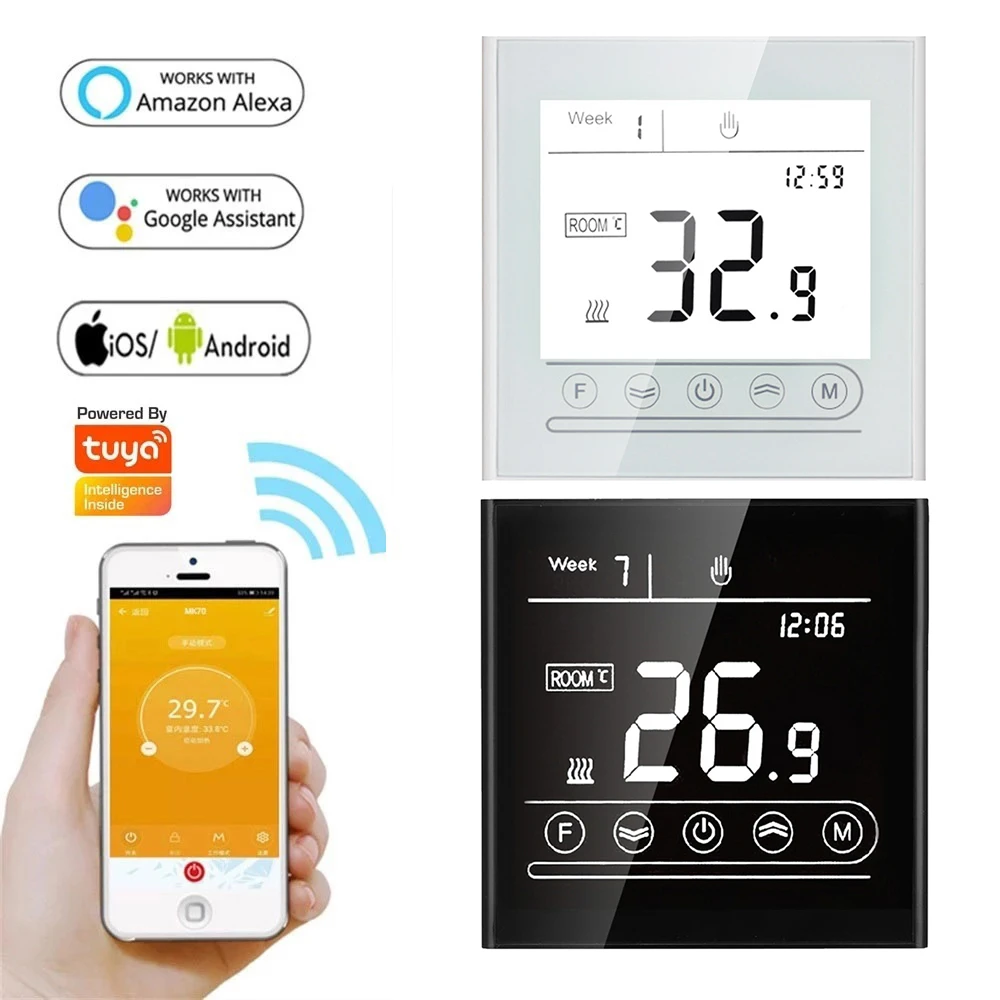 95~240V Alexa Google Home Smart Intelligent WiFi Thermostat Room Electric Water Gas Boiler Floor Heating Temperature Controller