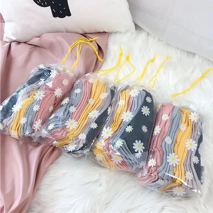 20 Pieces = 10 Pairs Women Sweet Daisy Flower Print Short Socks Harajuku Summer Cute Fashion Candy Color Female Low Ankle Socks