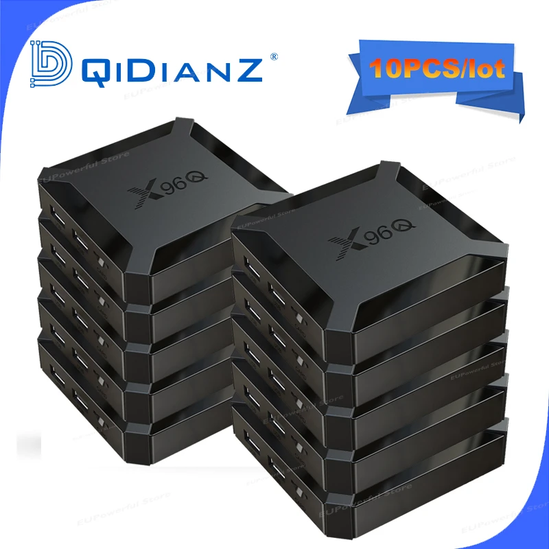10pcs X96q smart TV Box android 10 allwinner h313 quad core 2G 16G 4k 3d x96 q mini android tv set top box media player
