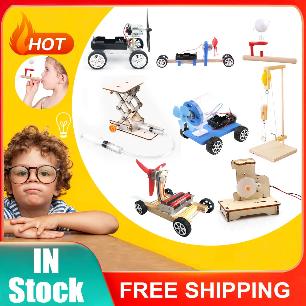 DIY Wind Power Car Assemble Science Model Materials Kits School Projects Teaching Kids Educational Toys Puzzle Equipment Toys