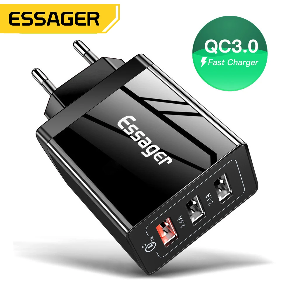 Essager 30W Quick Charge 3.0 USB Charger QC3.0 QC Fast Charger Multi Plug Wall Mobile Phone Charger for iPhone Samsung Xiaomi Mi