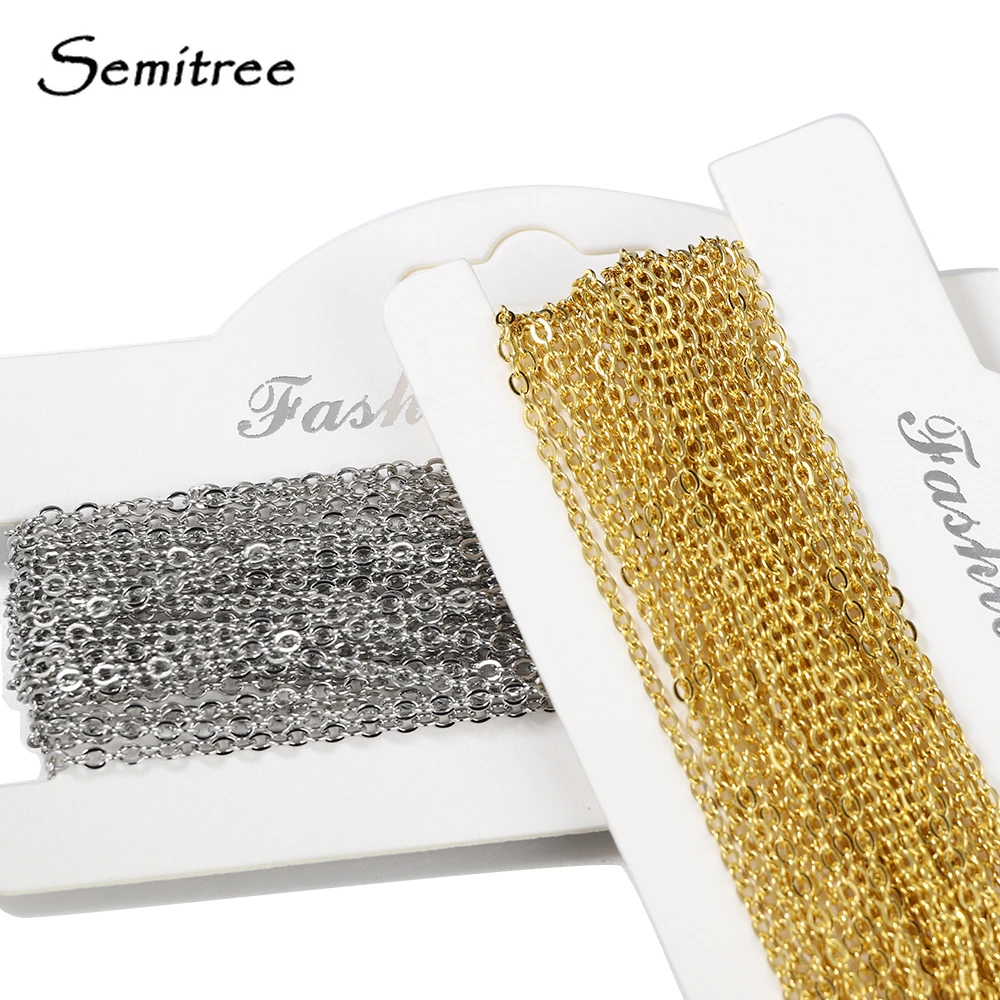 Semitree 5 meters 2mm Gold Stainless Steel Link Chains Necklaces for DIY Jewelry Making Findings Handmade Crafts Accessories