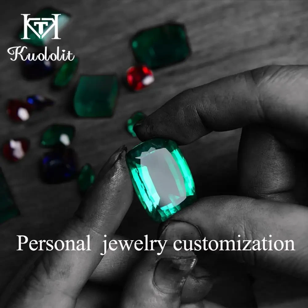 Kuololit Customize OEC Moissanite Ruby Emerald Sapphire Solid Gold RING and earrings Fine Jewelry Engagement Rings for Women
