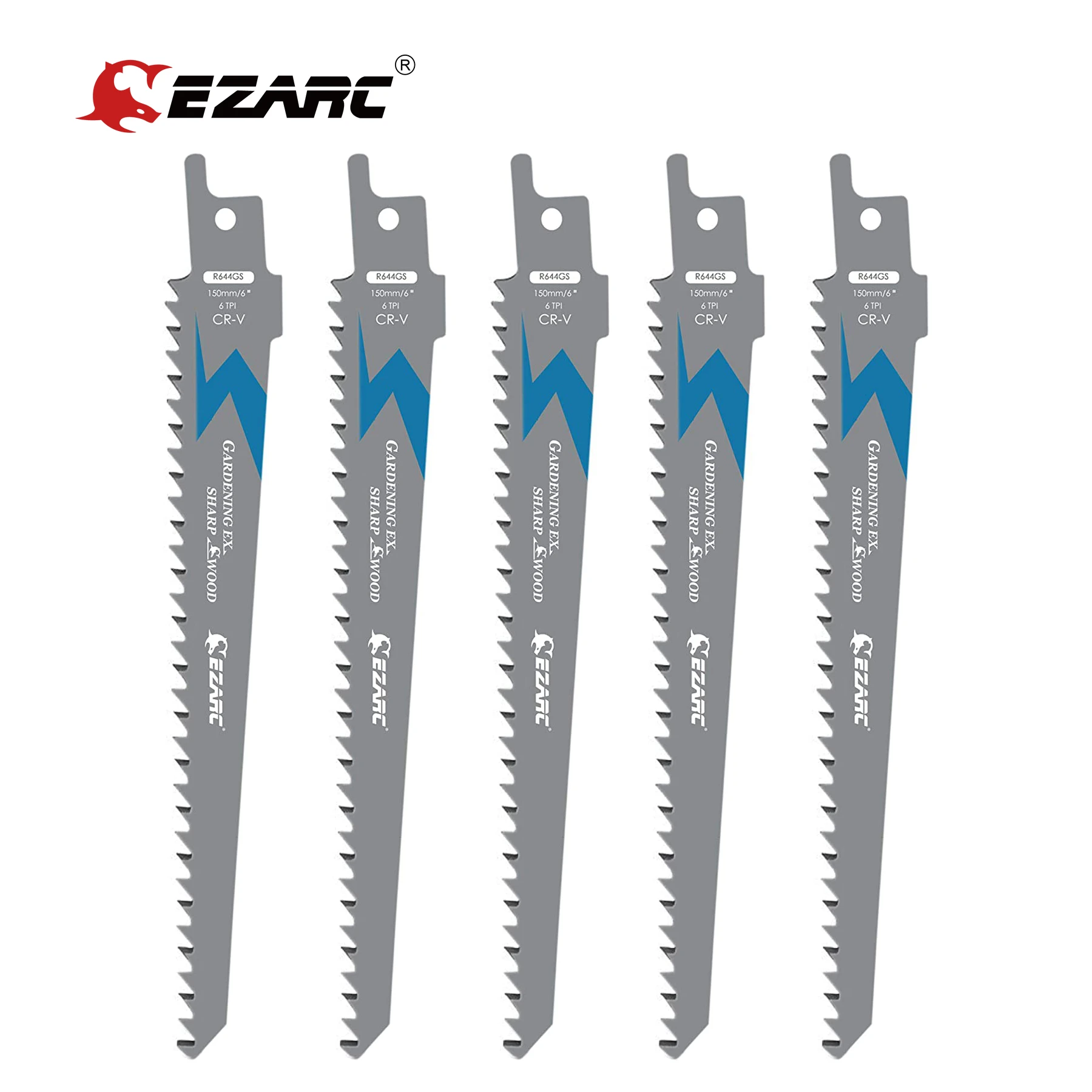 EZARC Wood Pruning Reciprocating Saw Blade Sharp Ground Teeth For Wood Fast Cutting 5TPI (5-Pack)