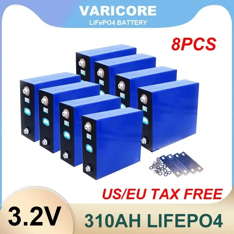 8pcs 3.2v 310Ah 280Ah 200Ah Lifepo4 Rechargeable Battery Lithium Iron Phosphate Solar Cell 12v 24v Lifepo4 US/EU Tax Free